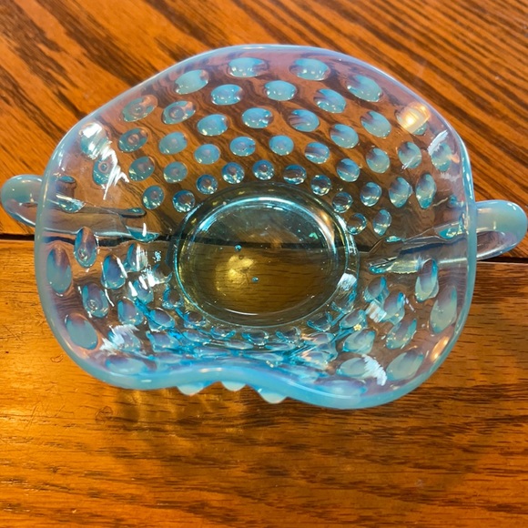 Fenton Other - Opalescent blue glass hobnail Fenton glass dish